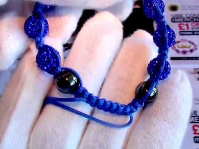 Shamballa Bracelet, Blue Czech Crystals, Real Hematite Beads, Blue Cord | TheMerchantsCabin.com