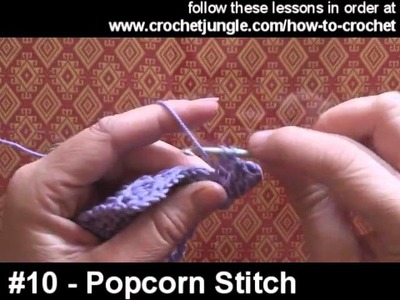 #10 How to work a popcorn stitch in crochet tutorial