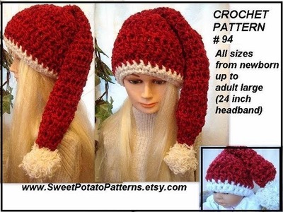Crochet Pattern,  santa hat, how to crochet, diy