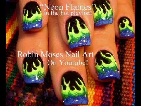 Easy Nail Art Designs | DIY Neon Flames Nails Tutorial