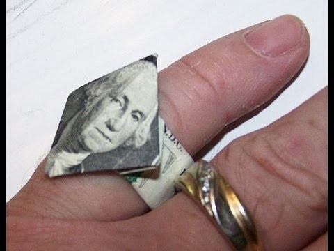 Origami diamond money ring (moneygami)