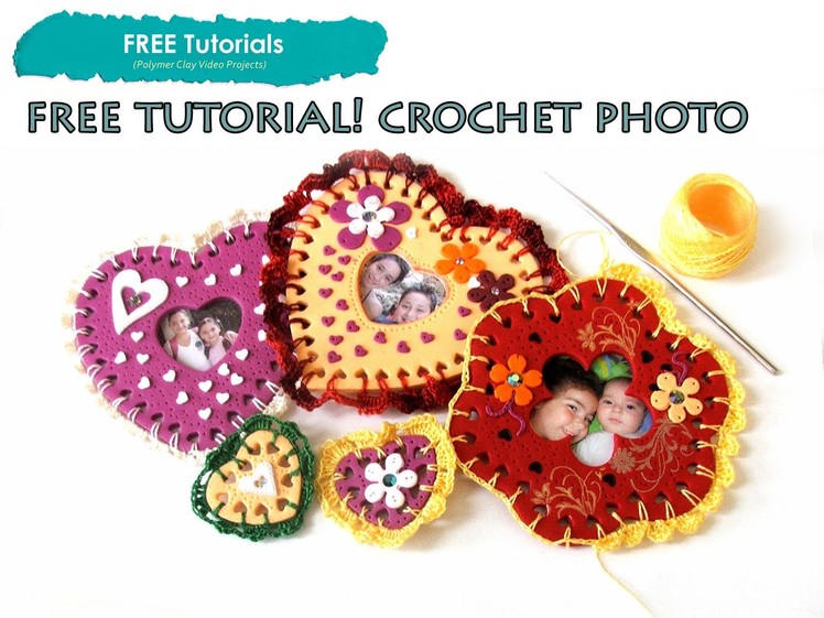 PolyPediaOnline TV - FREE How to Polymer Clay Crochet Heart.Flower Decoration Photo Frame Magnet