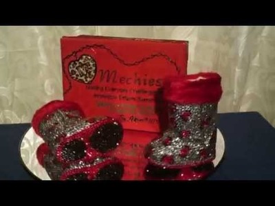 SOLD: Customized Red Leopard Rhinestone Baby Fur Boots Size S 0-6 Mechies Shoes By Akimit1114