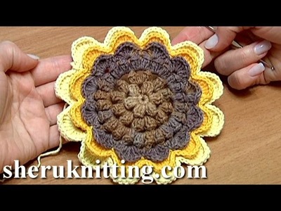 Sunflower Crochet Tutorial 48 Part 1 of 2 tuto fleur au crochet