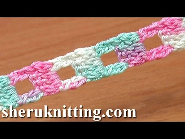 Crochet Cord Square Holes Tutorial 11 Two-Double Crochet Cluster Stitch