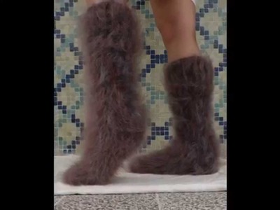 Hand Knitted Long hair Mohair Socks by LanaKnittings
