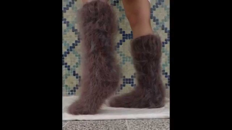 Hand Knitted Long hair Mohair Socks by LanaKnittings
