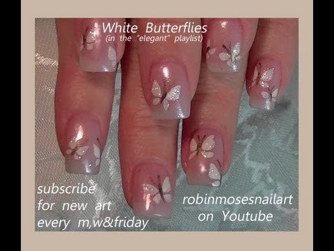 Nail Art Tutorials | DIY Easy White Butterfly Nail Art Design Tutorial