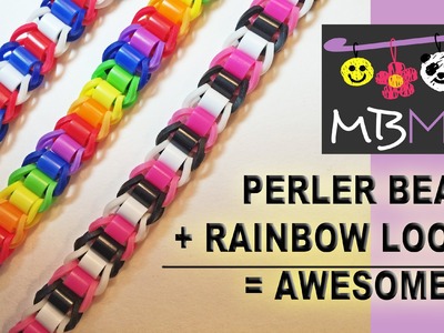 Perler or Hama Beads + Rainbow Loom Bands = Awesome NEW Bracelet!