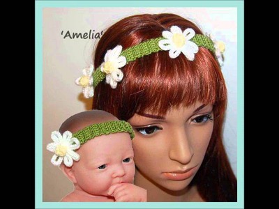 Amelia Daisy Chain Flower Headband DK Yarn Knitting Pattern