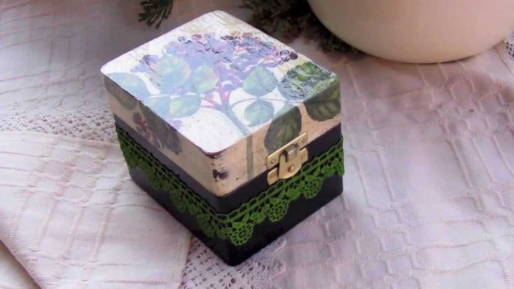 Decoupage tutorial DIY  - box with dyed lace