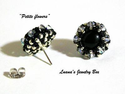 DIY Beading tutorial - Petite flower post earrings with round seed beads and crystals