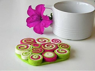DIY Paper Crafts :: How To Make Felt Coaster.Wall design - Innovative Arts