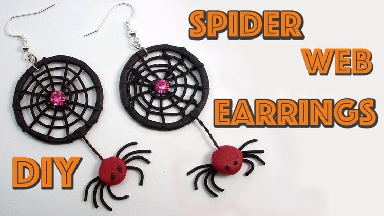 DIY Spider Web Earrings -  Halloween Crafts - Polymer clay tutorial