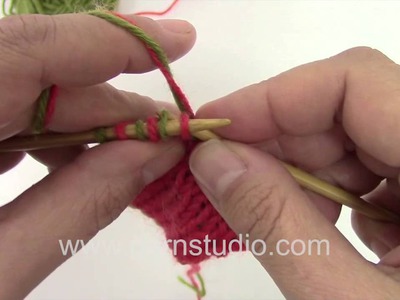 DROPS Knitting Tutorial: bind off with two colors in double knitting