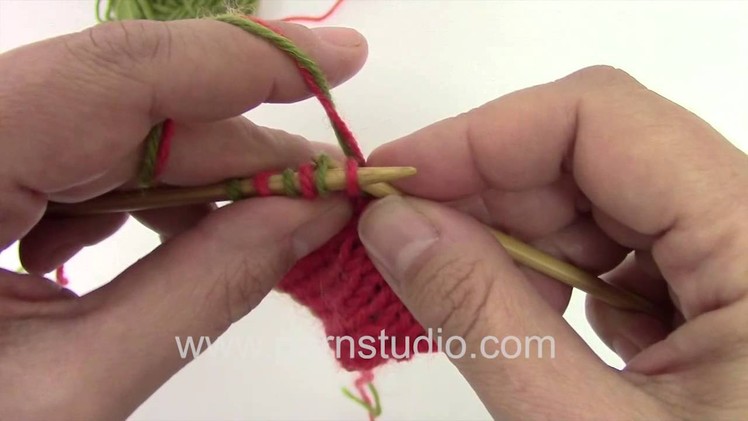 DROPS Knitting Tutorial: bind off with two colors in double knitting