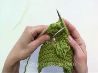 DROPS Knitting Tutorial: How to put sleeve (back&forth on needle) together with front&back piece.