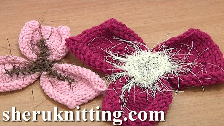 Free Knitting Flower Patterns Tutorial 21 Easy to Knit 3-Petal Flower