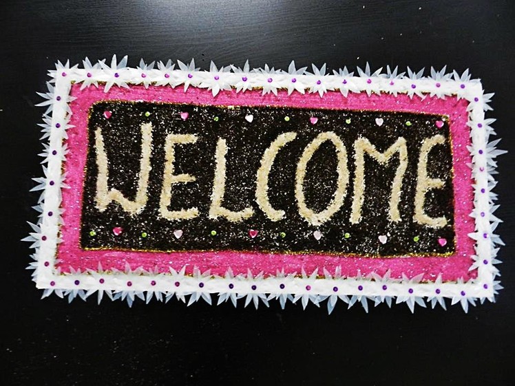 Fully Recycled DIY: "WELCOME" home front door board hanging!