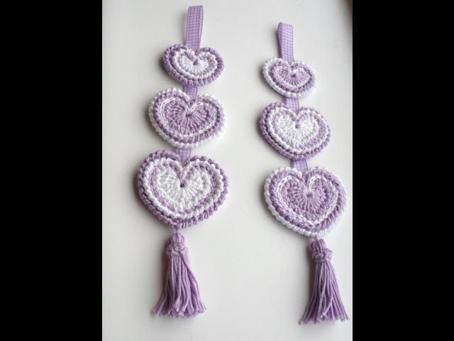 Hanging 'Hippy Hearts' Decoration - Crochet Tutorial