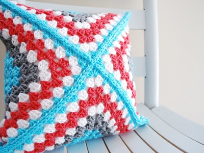 How to Crochet a Pillow Left Handed: Retro Granny Square Pillow