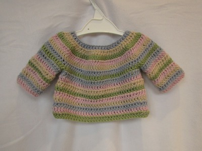 How to crochet a simple striped baby. child's sweater tutorial - part 1