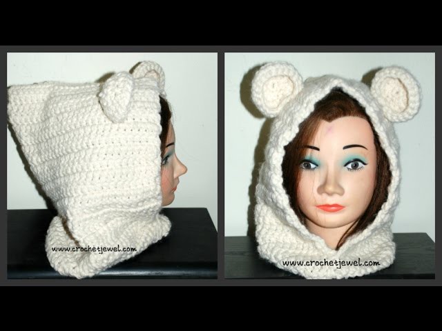 How to Crochet Adult or Child Hooded Bear Cowl