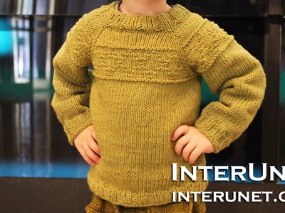 Knit a raglan sleeve sweater for a toddler boy - rhombus pattern