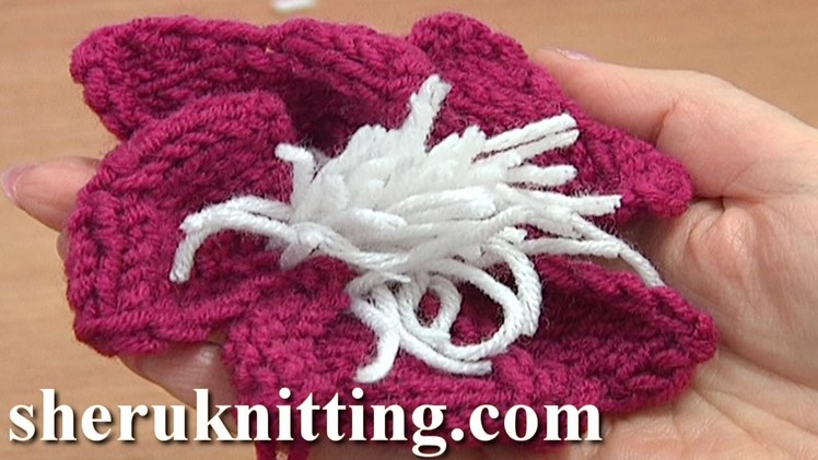 Knitted Flower With Stamens Tutorial 9 Knitting Flowers
