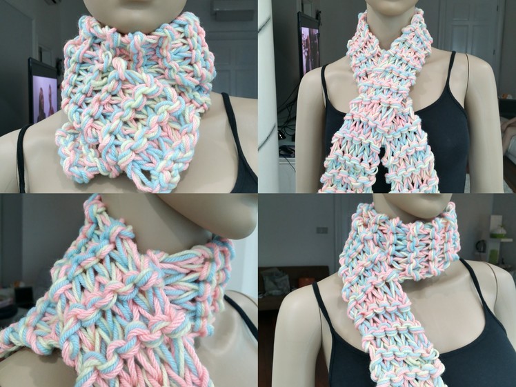 Knitting Easy Scarf (pastel colour)