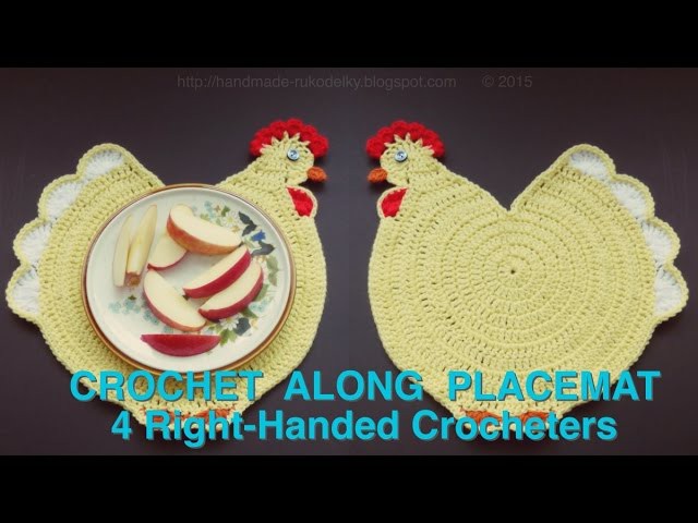 SUPER CUTE - Crocheted Kid's Chicken Placemat (4 Righties)