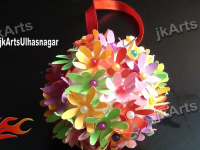 Thermocol Crafts - How to make a flower ball - JK Arts 381