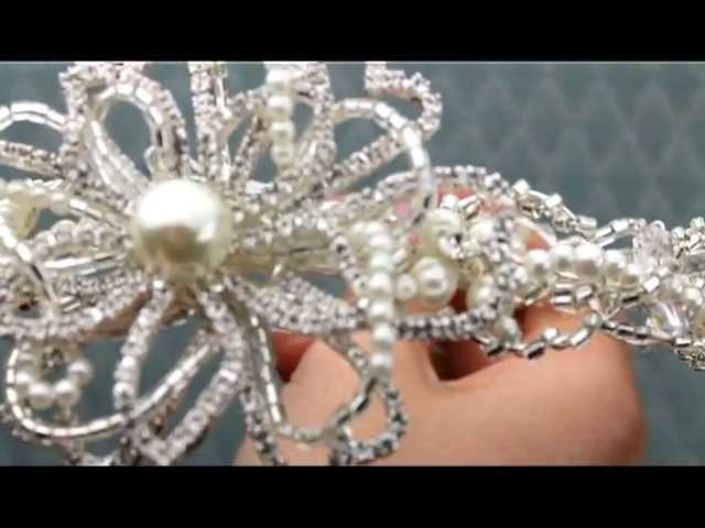 Crystal & Pearl Beaded Flower Headband Tiara by Hair Comes the Bride