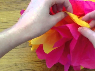 DIY Tissue Paper Pom-Poms: fluffing the pom-pom