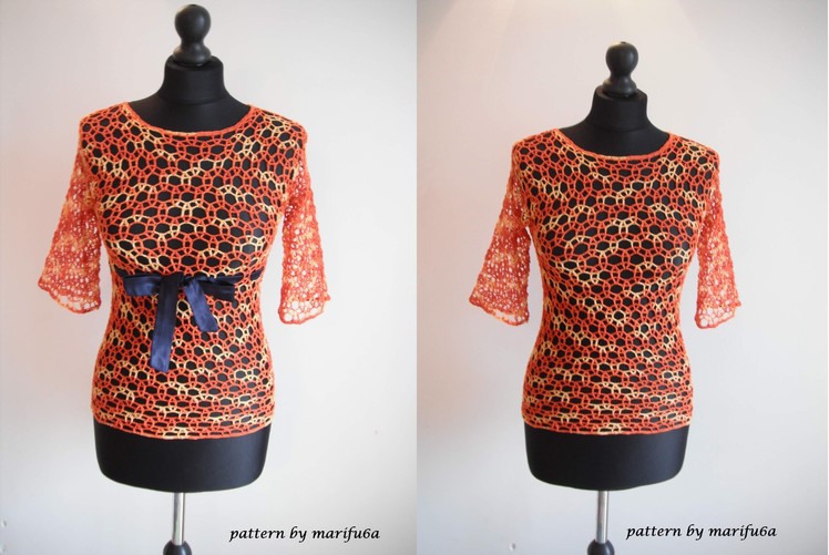 How to crochet elegant mesh blouse free pattern tutorial for beginners by marifu6a