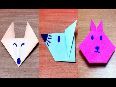 How to make an origami fox, mouse, rabbit step by step.