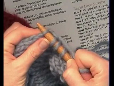 KNITTING TECHNIQUES - How to pick up stitches for a button band or neckline using a chunky yarn.
