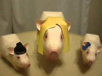 Papercraft pig family- customized