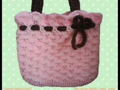 Pink Bag with bow crochet pattern by HandmadeKitty