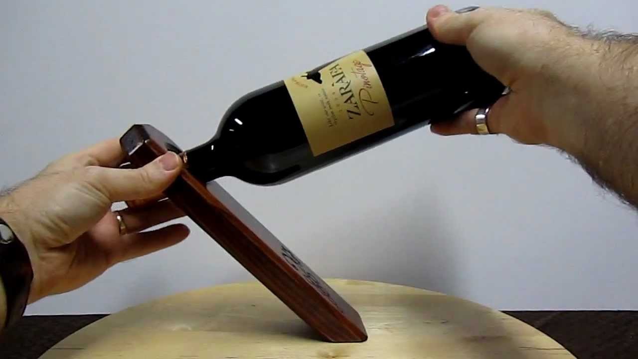 Self Balancing Wine Bottle Holder Mahogany Wood