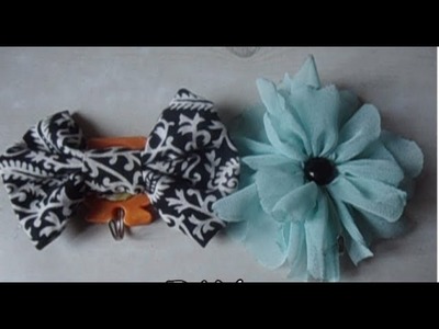 Cute hook DIY ( fabric flower and bow. 2 design)