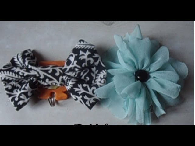Cute hook DIY ( fabric flower and bow. 2 design)