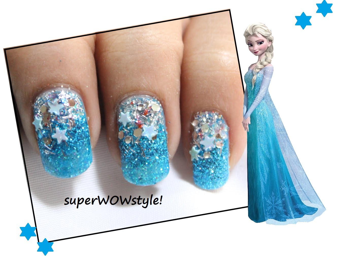 Glitter Winter Nails Elsa Frozen Nail Art Frozen Nails Tutorial Diy