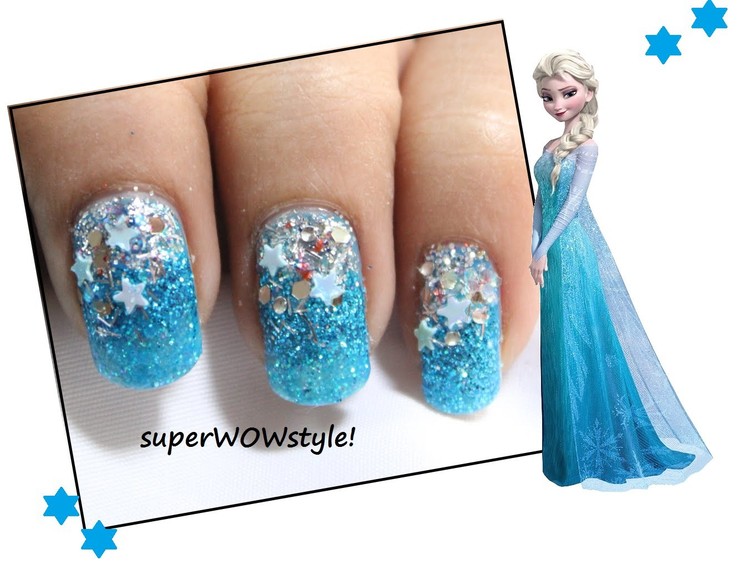Glitter Winter Nails ❉ Elsa Frozen Nail Art ❉ Frozen Nails Tutorial DIY
