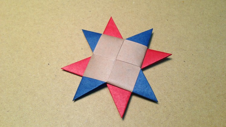 How to Make a Paper Ninja Star. Origami Shuriken. 8point 3colors