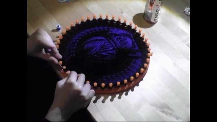 Loom Knitting: Black & Purple hat