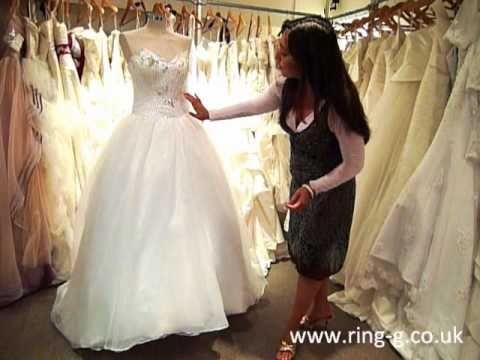 Organza A-Line Unique Neckline Heavy Beading Dress Wedding Gown by Ring #HA3116