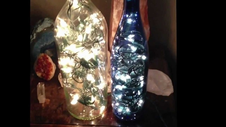 Pinterest DIY : Wine bottle filled with lights. AKA : Bottles filled with Fairies