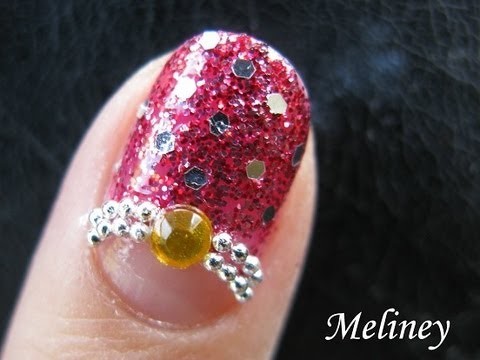 Prom Nails Glitter Red Party Nail art tutorial: New Year's Eve Decal Design simple DIY homemade