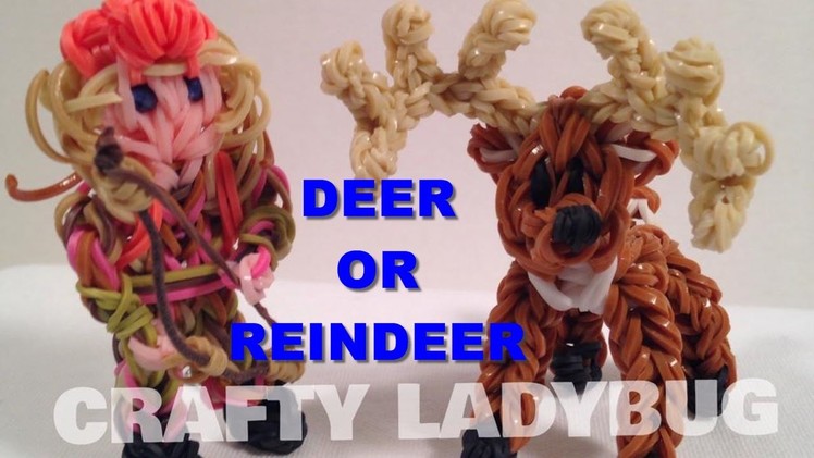 Rainbow Loom Band DEER OR CHRISTMAS REINDEER or Rudolph Charm How to Make by Crafty Ladybug